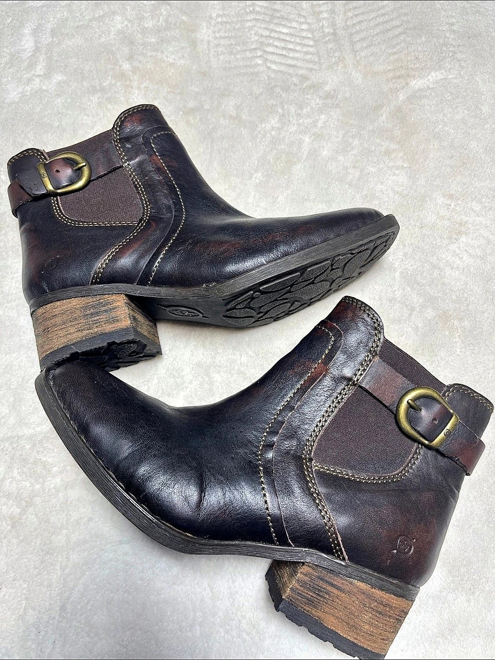 Born Harness Leather Ankle Boots Brown US 6.5